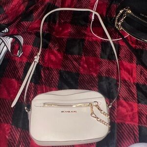 Michael Kors Cream Crossbody Bag with Gold Accents